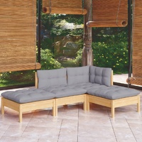 4 Piece Garden Lounge Set with Cushions Solid Pinewood