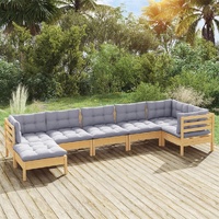 7 Piece Garden Lounge Set with Cushions Solid Pinewood