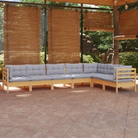 7 Piece Garden Lounge Set with Cushions Solid Pinewood