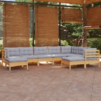 9 Piece Garden Lounge Set with Cushions Solid Pinewood