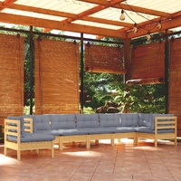 8 Piece Garden Lounge Set with Cushions Solid Pinewood