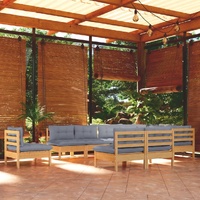 10 Piece Garden Lounge Set with Cushions Solid Pinewood