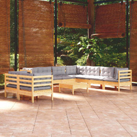10 Piece Garden Lounge Set with Cushions Solid Pinewood