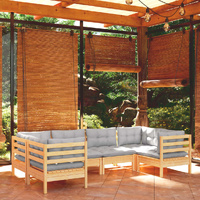 6 Piece Garden Lounge Set with Cushions Pinewood