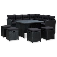 6 Piece Garden Lounge Set with Cushions Poly Rattan