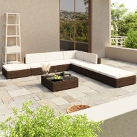 8 Piece Garden Lounge Set with Cushions Poly Rattan