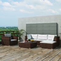 6 Piece Garden Lounge Set with Cushions Poly Rattan