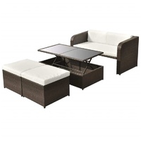 4 Piece Garden Lounge Set with Cushions Poly Rattan