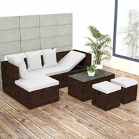 4 Piece Garden Lounge Set with Cushions Poly Rattan