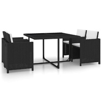5 Piece Outdoor Dining Set with Cushions Poly Rattan