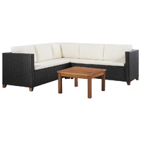 4 Piece Garden Lounge Set with Cushions Poly Rattan