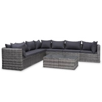 Garden Lounge Set with Cushions Poly Rattan Grey