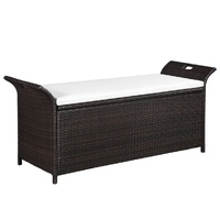 Storage Bench with Cushion 138 cm Poly Rattan