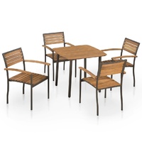 Outdoor Dining Set Solid Acacia Wood and Steel