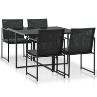 Outdoor Dining Set with Cushions Poly Rattan