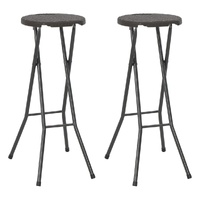 Folding Bar Stools 2 pcs HDPE and Steel Rattan Look