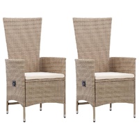 Outdoor Chairs 2 pcs with Cushions Poly Rattan