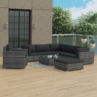 8 Piece Garden Lounge Set with Cushions Poly Rattan
