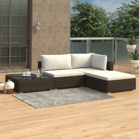 4 Piece Garden Lounge Set with Cushions Poly Rattan