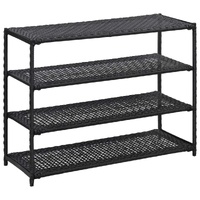 Shoe Rack Black Poly Rattan