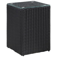 Cornelius Side Table with Glass Top 35x35x52 cm Poly Rattan
