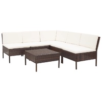 6 Piece Garden Lounge Set with Cushions Poly Rattan