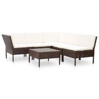 6 Piece Garden Lounge Set with Cushions Poly Rattan