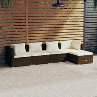 Garden Lounge Set with Cushions Poly Rattan Brown