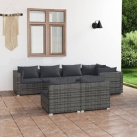 Garden Lounge Set with Cushions Grey Poly Rattan