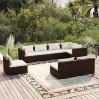 Garden Lounge Set with Cushions Poly Rattan Brown