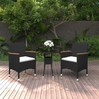 3 Piece Garden Dining Set Poly Rattan