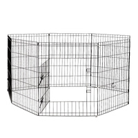 8 Panel Playpen Puppy Exercise Fence Cage Enclosure Pets Black All Sizes - Black