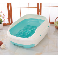 Large Portable Cat Toilet Litter Box Tray with Scoop and Grid Tray