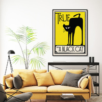 Black Cat Black Frame Canvas Wall Art