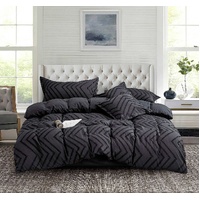 Tufted Boho Wave Jacquard Black Duvet Doona Quilt Cover Set