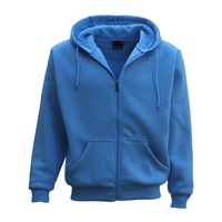 Adult Unisex Zip Plain Fleece Hoodie Hooded Jacket Mens Sweatshirt Jumper XS-8XL, Blue