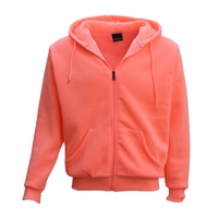 Adult Unisex Zip Plain Fleece Hoodie Hooded Jacket Mens Sweatshirt Jumper XS-8XL, Peach