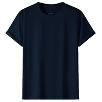 Adult 100% Cotton T-Shirt Unisex Men's Basic Plain Blank Crew Tee Tops Shirts, Navy