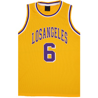 New Men's Basketball Jersey Sports T Shirt Tee Vest Tops Gym Chicago Los Angeles, Yellow - Los Angeles 6