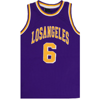 New Men's Basketball Jersey Sports T Shirt Tee Vest Tops Gym Chicago Los Angeles, Purple - Los Angeles 6