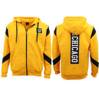 Men's Fleece Zip Up Hoodie Shirt Chicago Bulls 23 Michael Jordan Sweat Jacket, Yellow