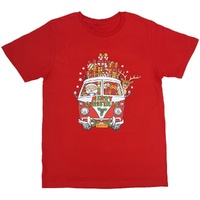 New Funny Adult Xmas Christmas T Shirt Tee Mens Womens 100% Cotton Jolly Ugly, Santa Drive Kombi (Red)