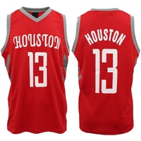 New Men's Basketball Jersey Sports T Shirt Tee Vest Tops Gym Chicago Los Angeles, Red - Houston 13