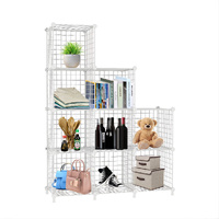 White Portable 9-Cube 3 Column Storage Organiser Foldable DIY Modular Grid Space Saving Shelf 149cm