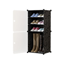 4 Tier Shoe Rack Organizer Sneaker Footwear Storage Stackable Stand Cabinet Portable Wardrobe with Cover