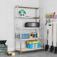 5-Layer Work Table with Shelves Steel and Engineered Wood