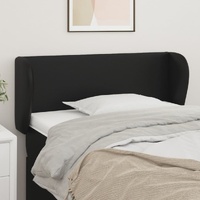 Headboard with Ears Black Faux Leather