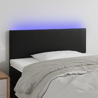 LED Headboard Black Faux Leather