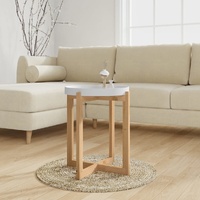 Coffee Table 41x41x48.5cm Engineered Wood&Solid Wood Pine