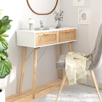 Console Table 80x30x75 cm Solid Wood Pine&Natural Rattan